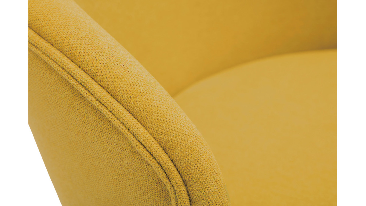 Set de 2 sillas de diseo de tela efecto aterciopelado amarillo mostaza y metal negro ROSALIE