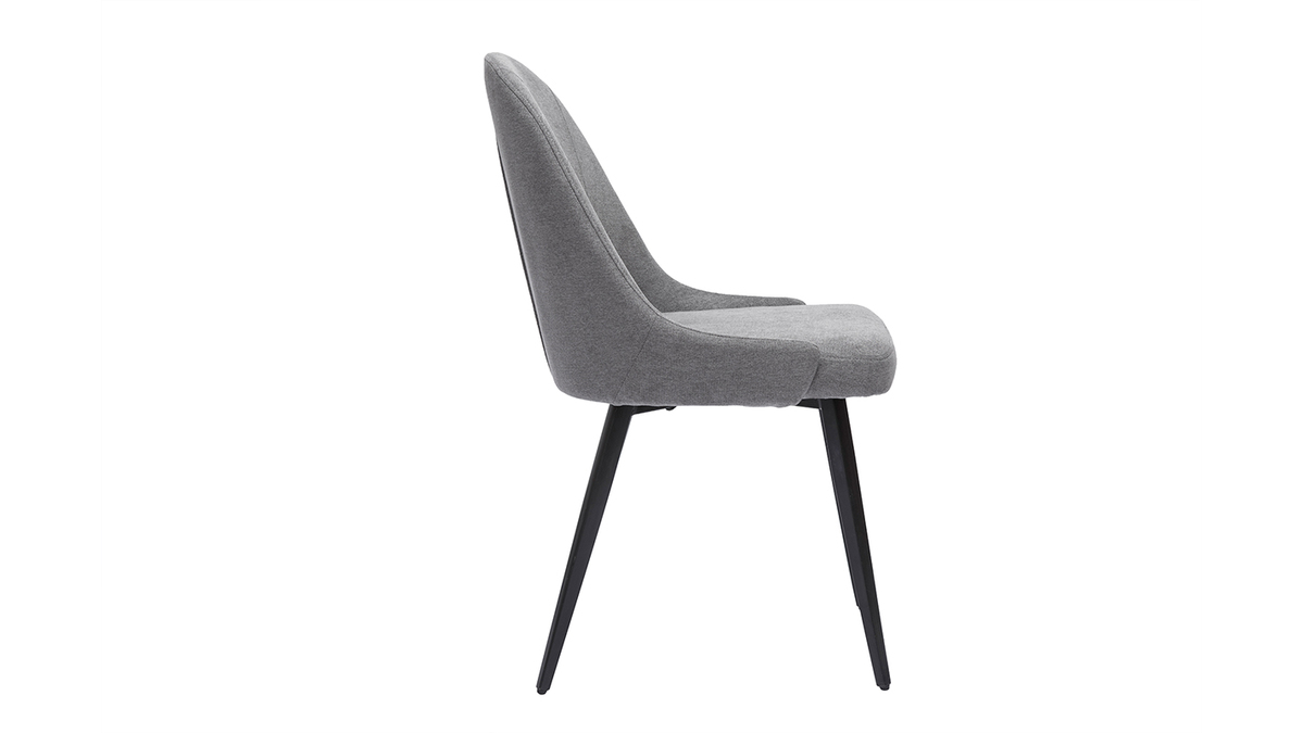 Set de 2 sillas de diseo de tela efecto aterciopelado gris y metal negro REEZ