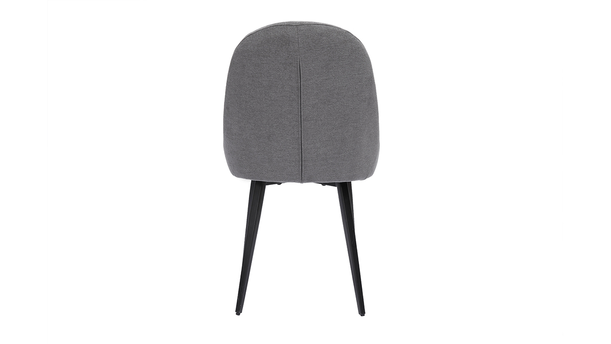 Set de 2 sillas de diseo de tela efecto aterciopelado gris y metal negro REEZ