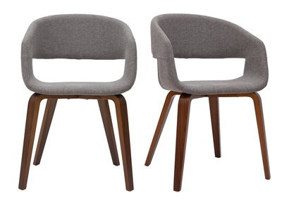 Set de 2 sillas de diseño de tela gris claro con patas de madera oscura SLAM