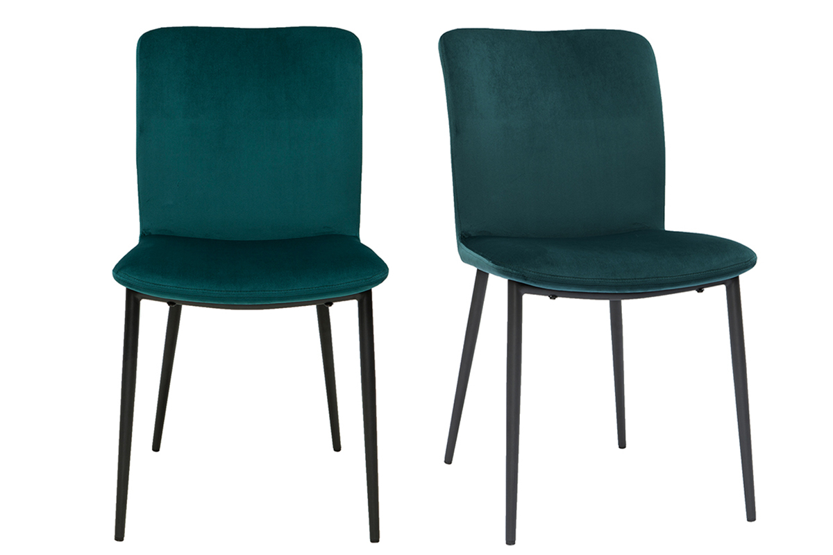 Set de 2sillas de diseo de terciopelo azul petrleo FOSTY
