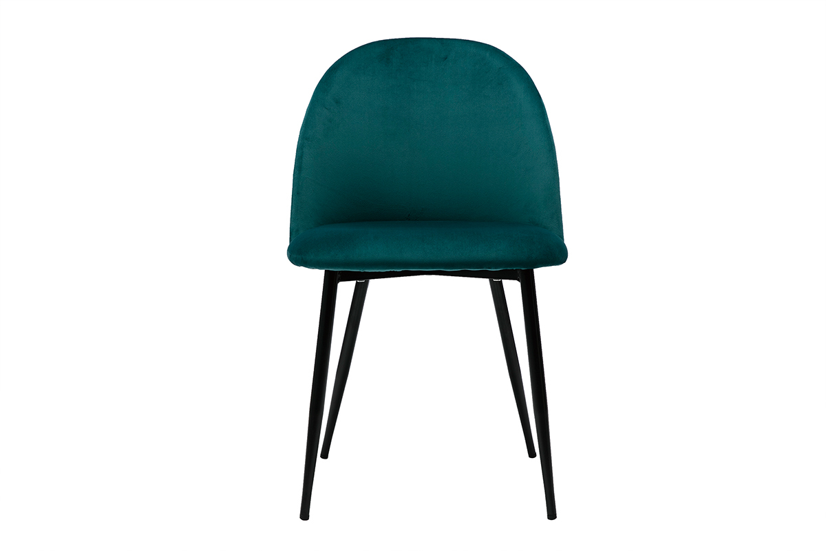 Set de 2sillas de diseo de terciopelo azul petrleo y metal negro JOVI