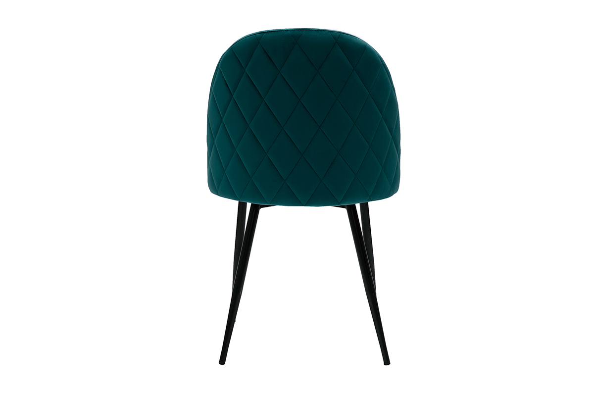 Set de 2sillas de diseo de terciopelo azul petrleo y metal negro JOVI