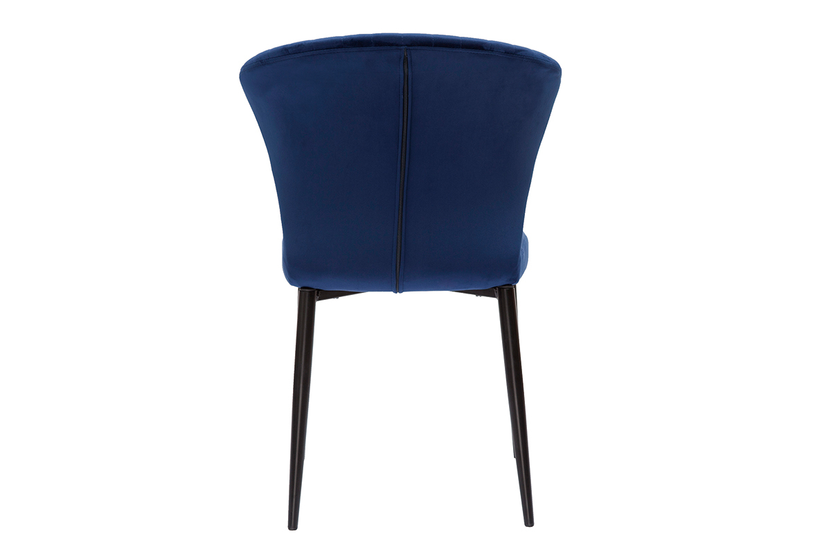 Set de 2 sillas de diseo de terciopelo azul petrleo y metal negro KAYEL