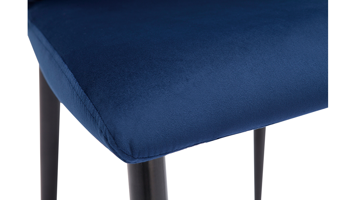 Set de 2 sillas de diseo de terciopelo azul petrleo y metal negro KAYEL