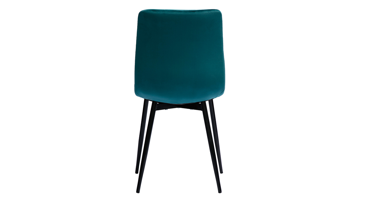 Set de 2 sillas de diseo de terciopelo azul petrleo y metal negro MAXWELL