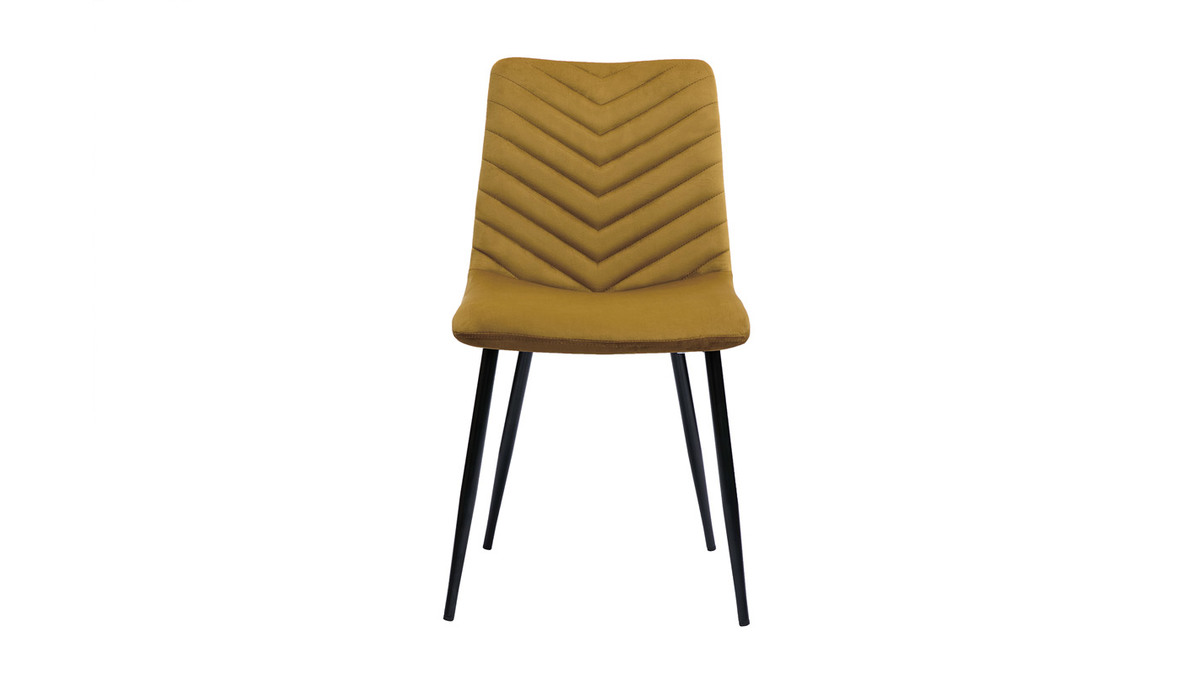 Set de 2 sillas de diseo de terciopelo bronce y metal negro PUMPKIN