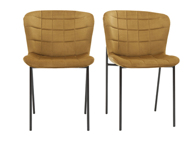 Set de 2 sillas de diseño de terciopelo bronce y metal negro SAIGA