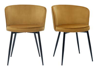 Set de 2 sillas de diseño de terciopelo bronce y metal negro SERIF