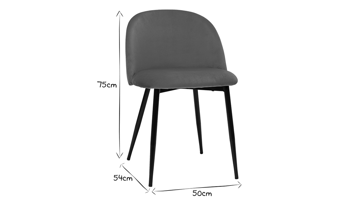 Set de 2 sillas de diseo de terciopelo color topo y metal negro CELESTE