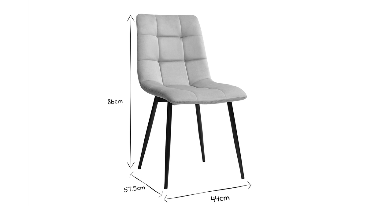 Set de 2 sillas de diseo de terciopelo color topo y metal negro MAXWELL