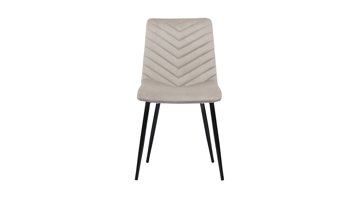 Set de 2 sillas de diseo de terciopelo color topo y metal negro PUMPKIN