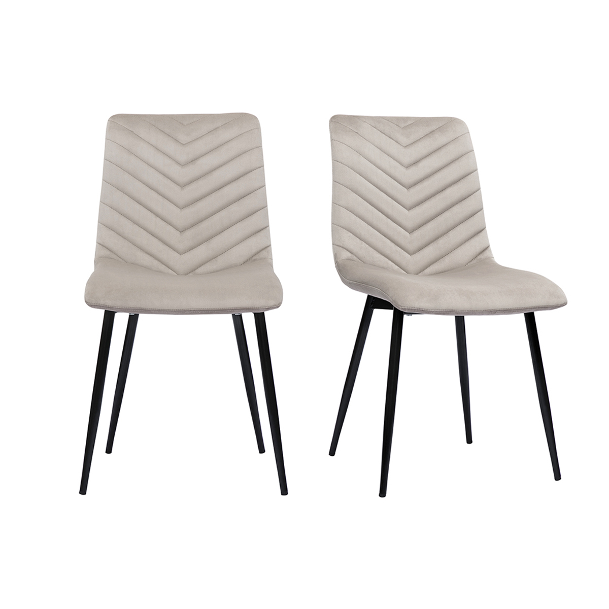 Set de 2 sillas de diseño de terciopelo color topo y metal negro PUMPKIN