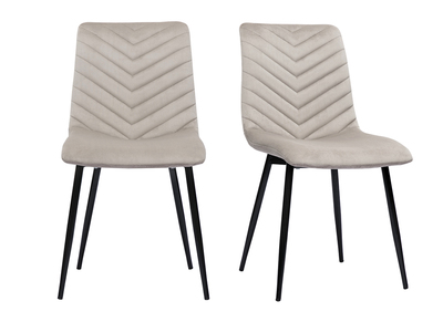 Set de 2 sillas de diseño de terciopelo color topo y metal negro PUMPKIN