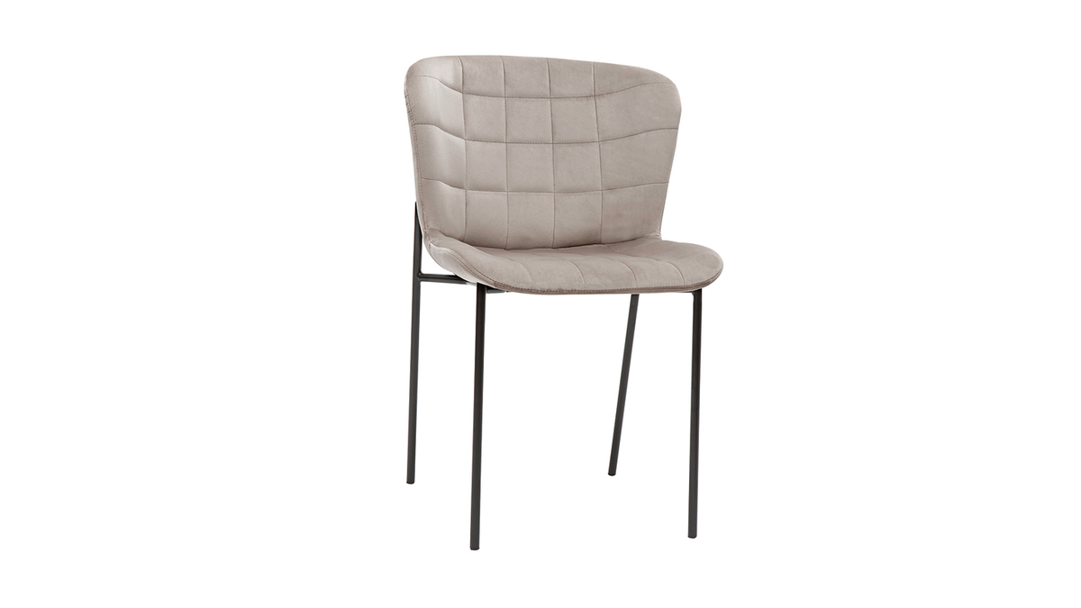 Set de 2 sillas de diseo de terciopelo color topo y metal negro SAIGA