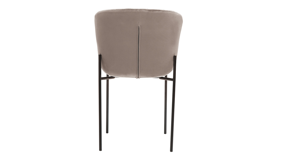 Set de 2 sillas de diseo de terciopelo color topo y metal negro SAIGA