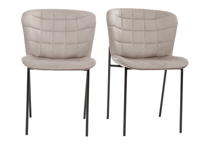 Set de 2 sillas de diseño de terciopelo color topo y metal negro SAIGA