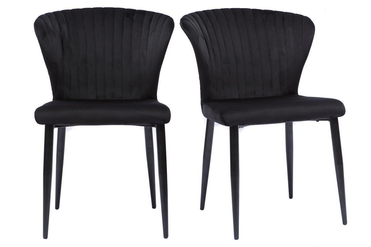 Set de 2 sillas de diseo de terciopelo negro KAYEL