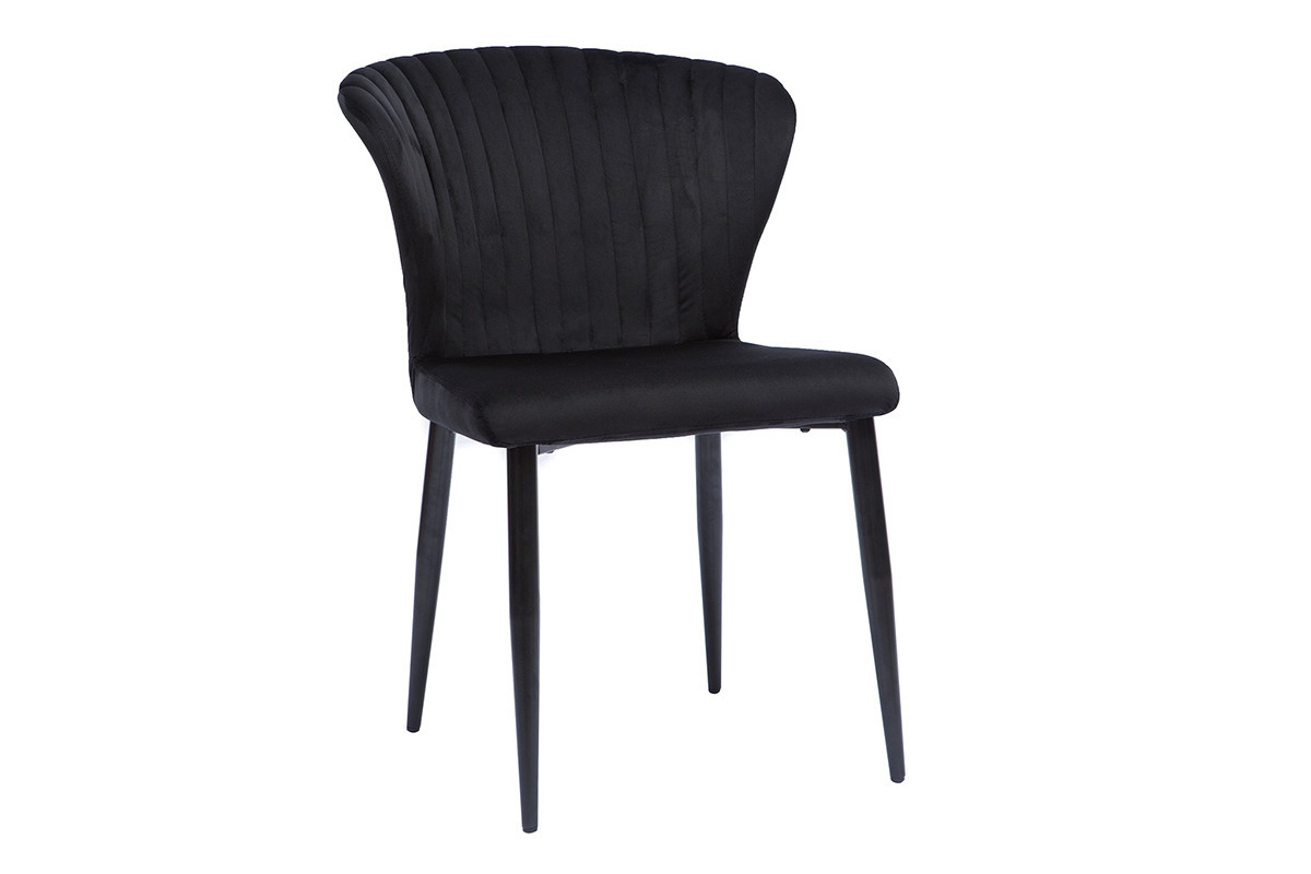 Set de 2 sillas de diseo de terciopelo negro KAYEL