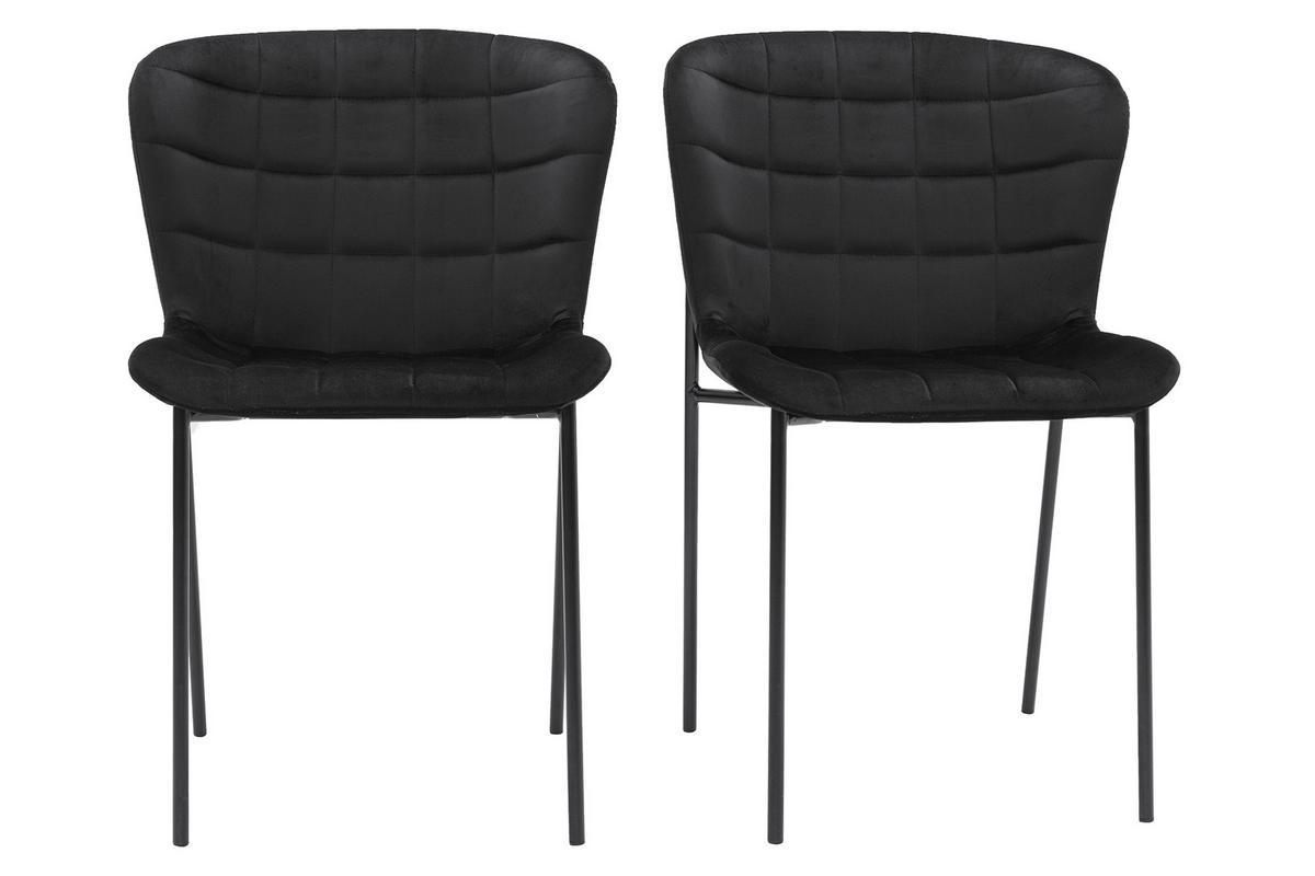 Set de 2sillas de diseo de terciopelo negro SAIGA
