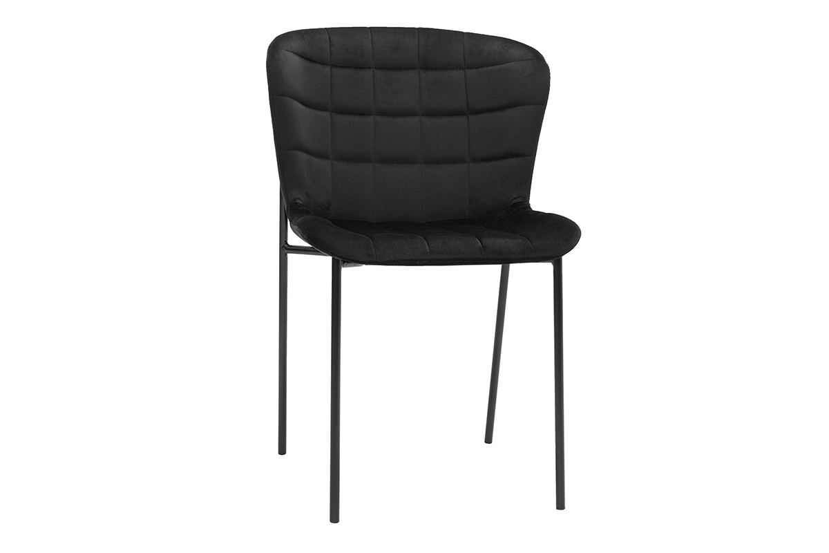 Set de 2sillas de diseo de terciopelo negro SAIGA