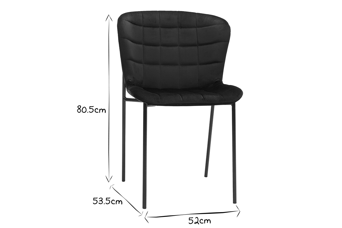 Set de 2sillas de diseo de terciopelo negro SAIGA