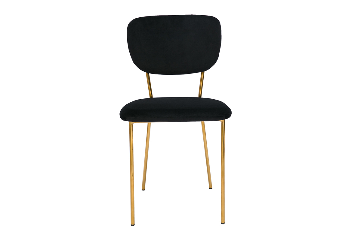 Set de 2sillas de diseo de terciopelo negro y metal dorado LEPIDUS