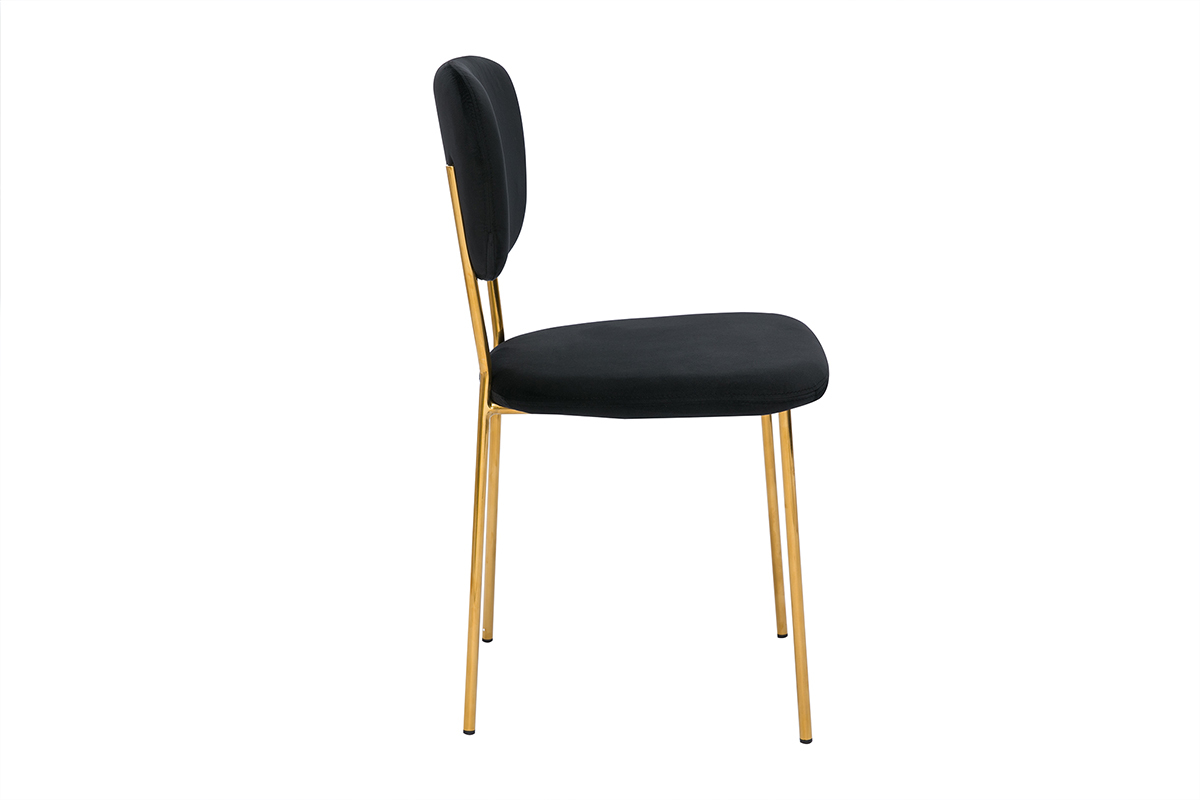 Set de 2sillas de diseo de terciopelo negro y metal dorado LEPIDUS