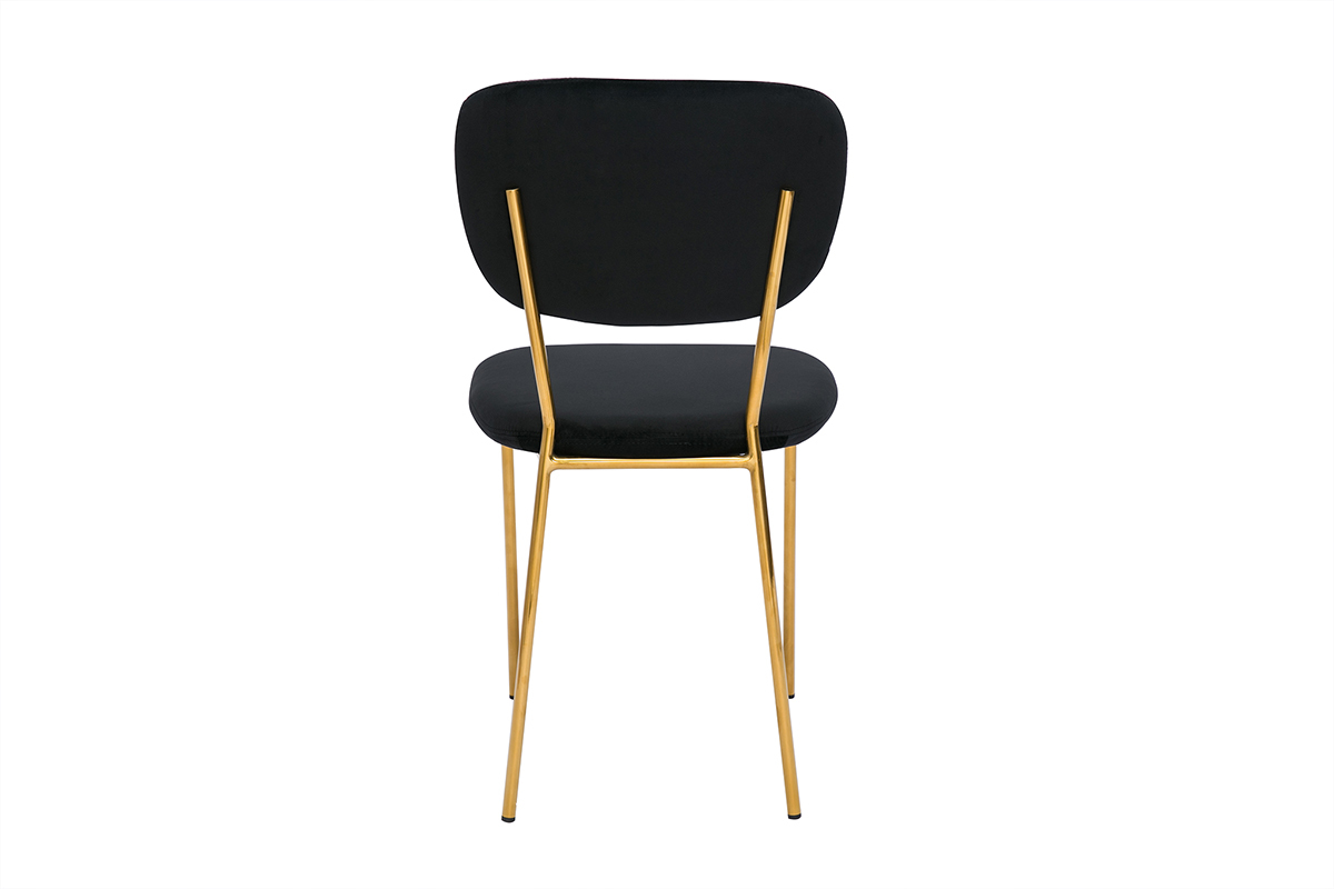 Set de 2sillas de diseo de terciopelo negro y metal dorado LEPIDUS