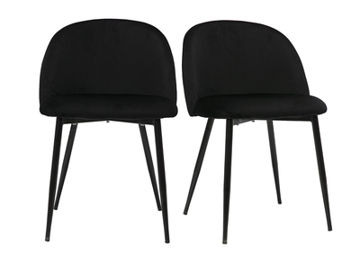 Set de 2 sillas de diseño de terciopelo negro y metal negro CELESTE