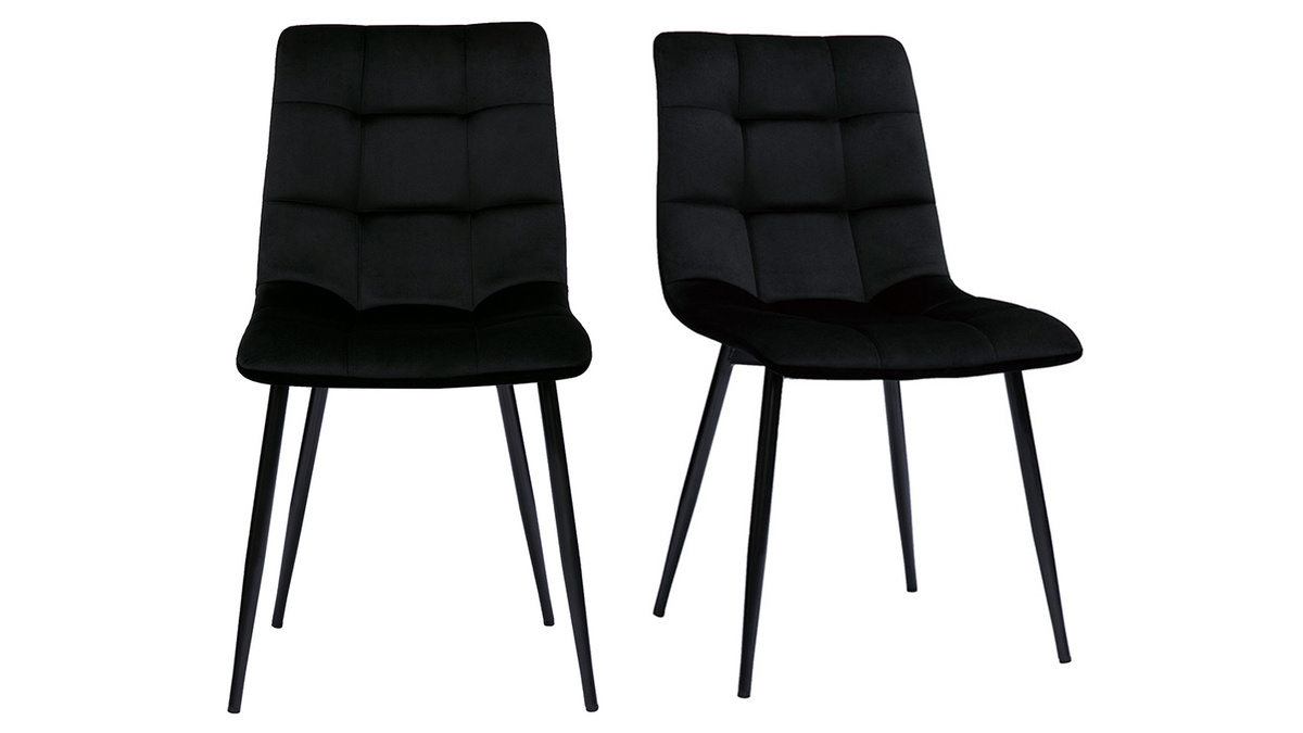 Set de 2 sillas de diseo de terciopelo negro y metal negro MAXWELL