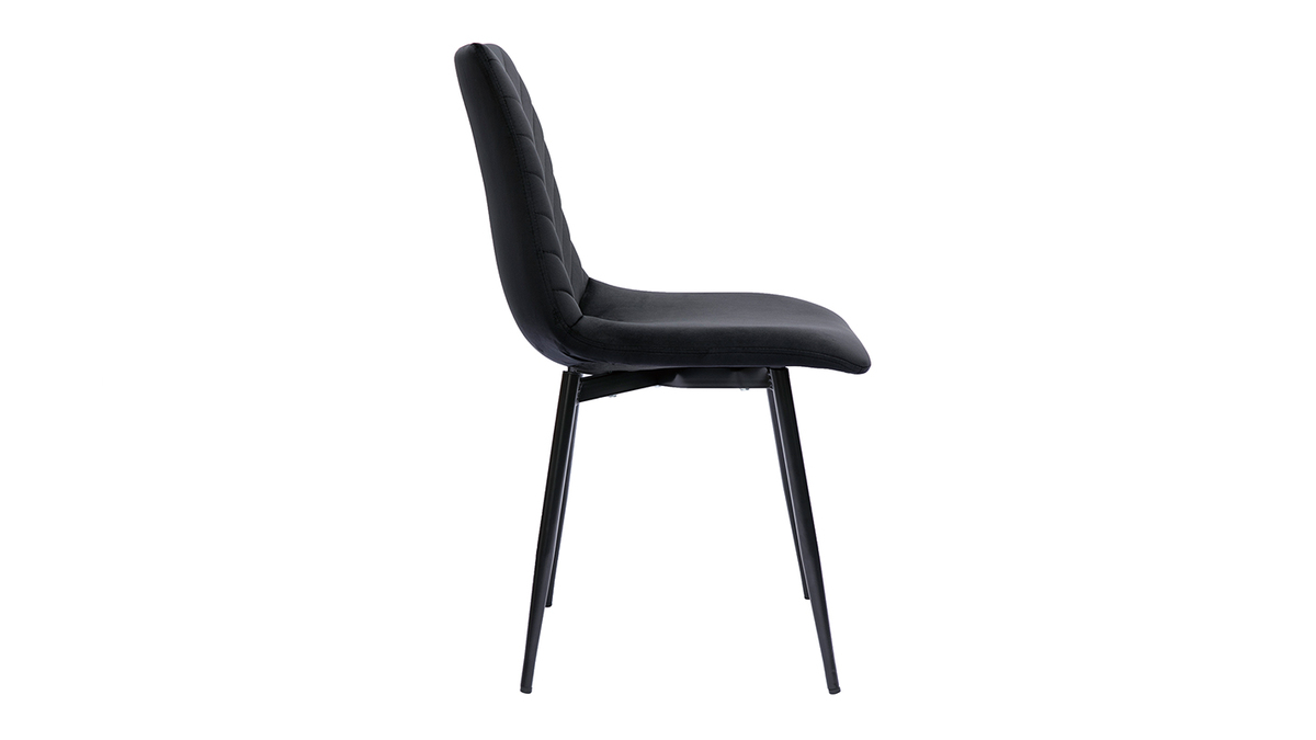 Set de 2 sillas de diseo de terciopelo negro y metal negro PUMPKIN