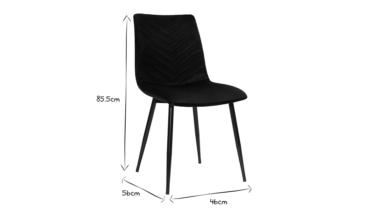 Set de 2 sillas de diseo de terciopelo negro y metal negro PUMPKIN