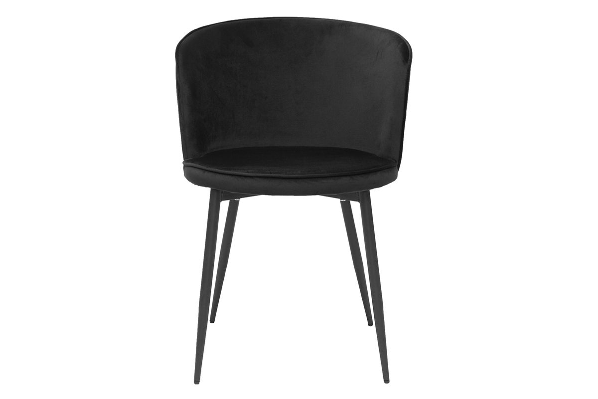 Set de 2 sillas de diseo de terciopelo negro y metal negro SERIF