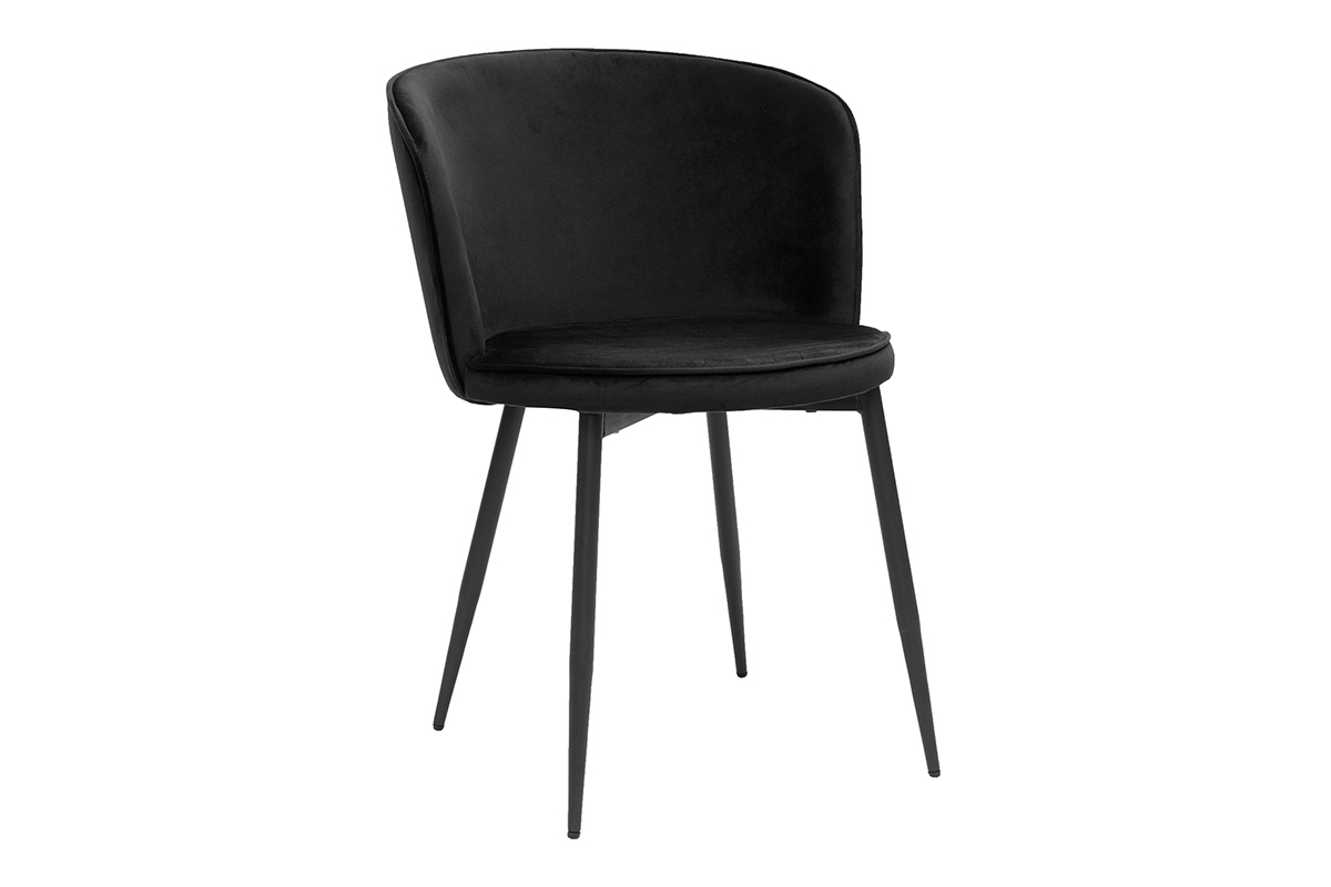 Set de 2 sillas de diseo de terciopelo negro y metal negro SERIF