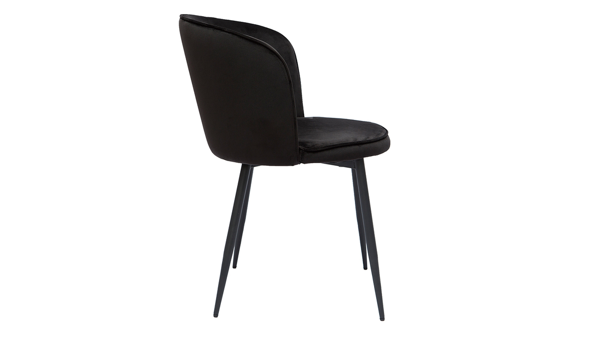 Set de 2 sillas de diseo de terciopelo negro y metal negro SERIF