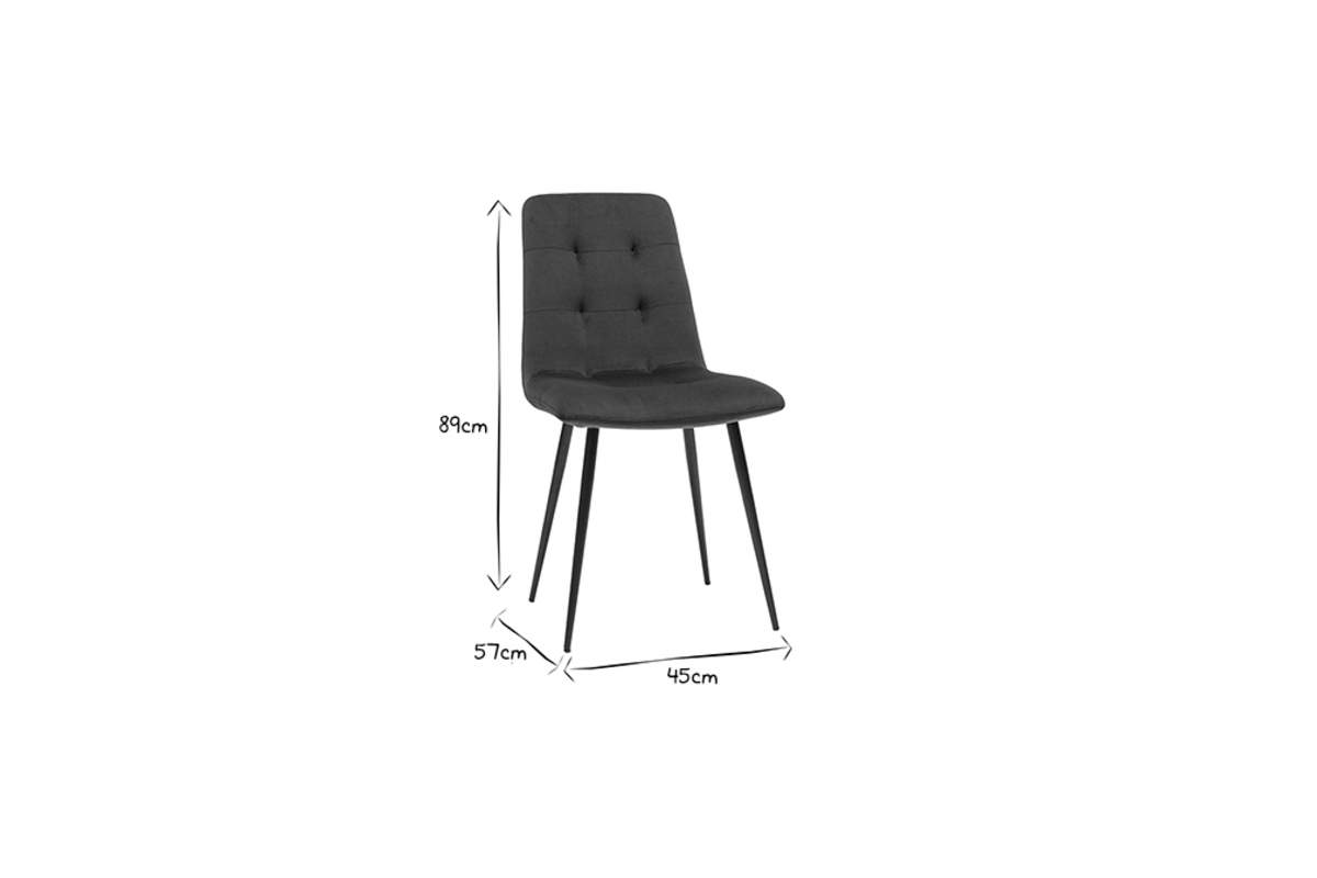 Set de 2sillas de diseo de terciopelo tapizadas azul petrleo y metal negro ESCAPE