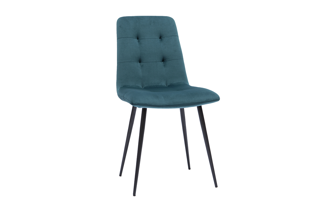 Set de 2sillas de diseo de terciopelo tapizadas azul petrleo y metal negro ESCAPE