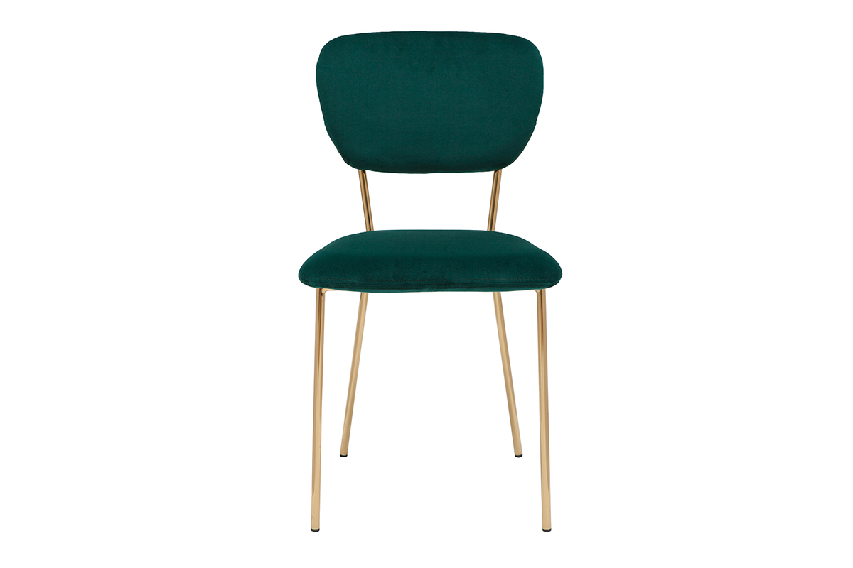 Set de 2sillas de diseo de terciopelo verde oscuro y metal dorado LEPIDUS