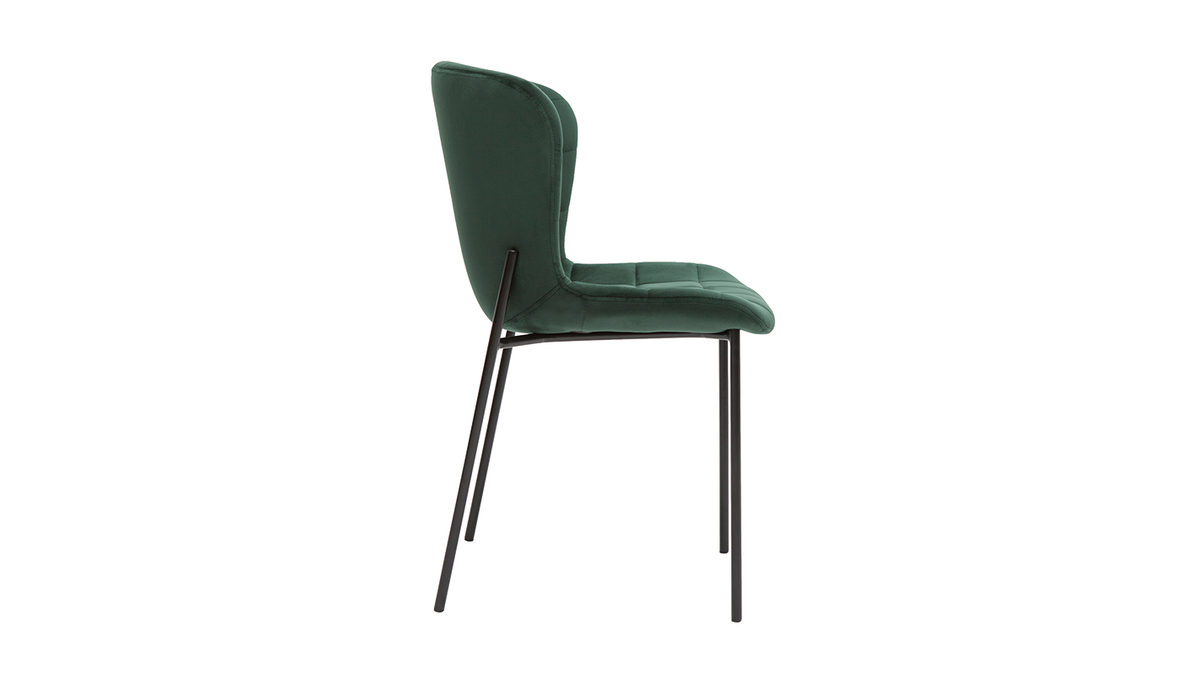 Set de 2 sillas de diseo de terciopelo verde oscuro y metal negro SAIGA