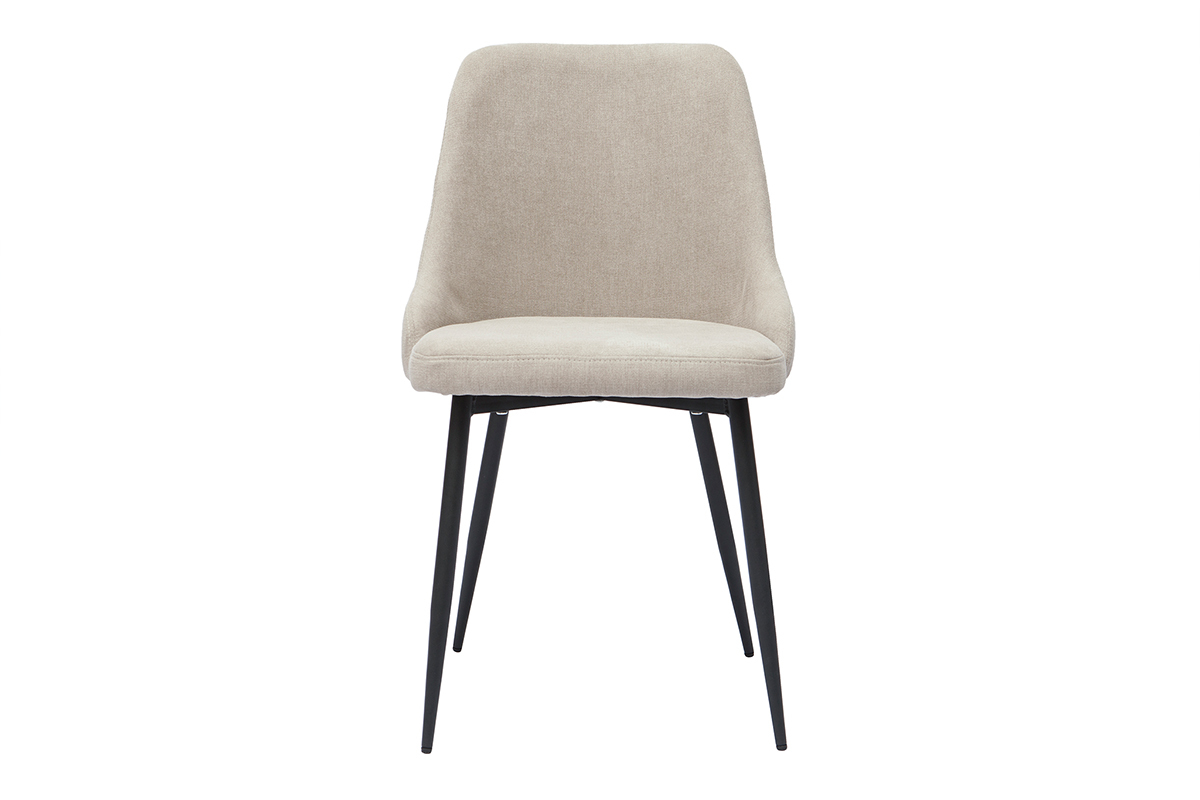 Set de 2sillas de diseo efecto aterciopelado color natural y metal negro CULT