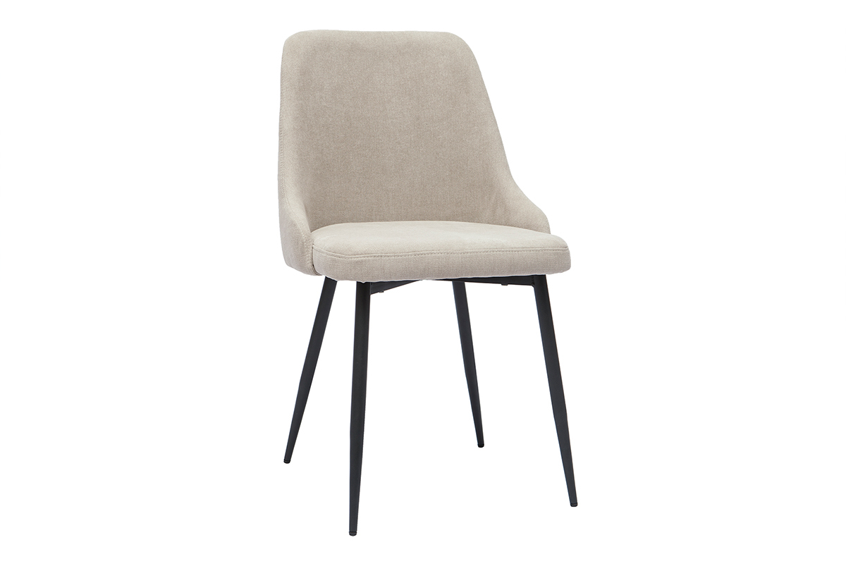 Set de 2sillas de diseo efecto aterciopelado color natural y metal negro CULT