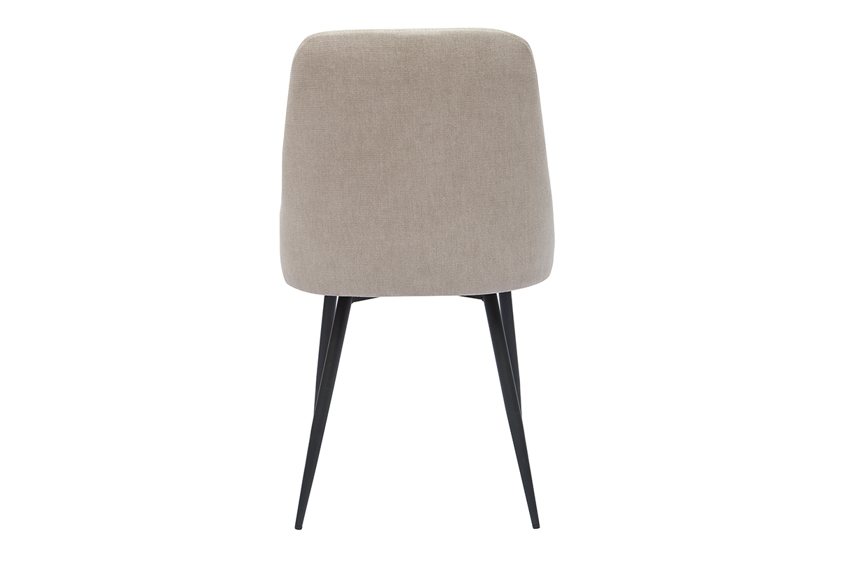 Set de 2sillas de diseo efecto aterciopelado color natural y metal negro CULT