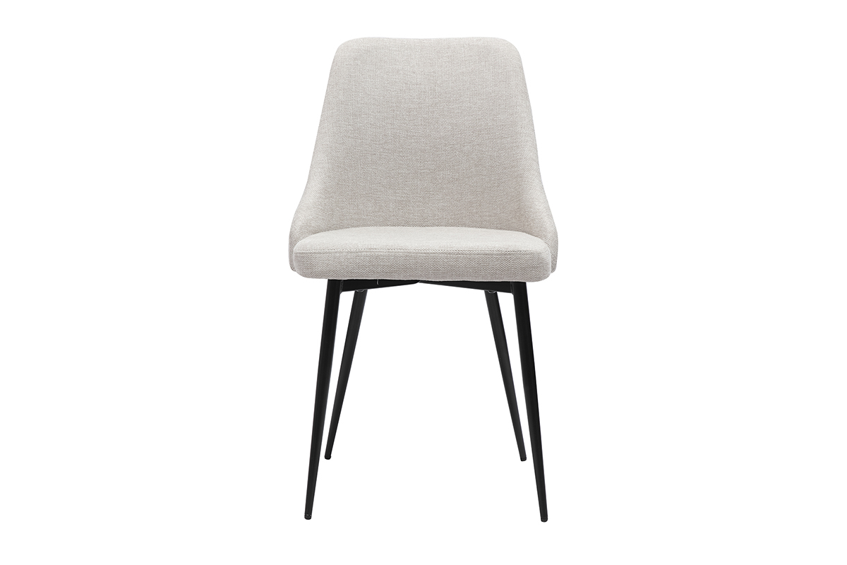 Set de 2sillas de diseo efecto aterciopelado color natural y metal negro CULT
