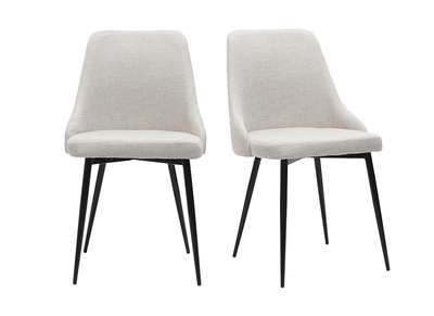 Set de 2 sillas de diseño efecto aterciopelado color natural y metal negro CULT