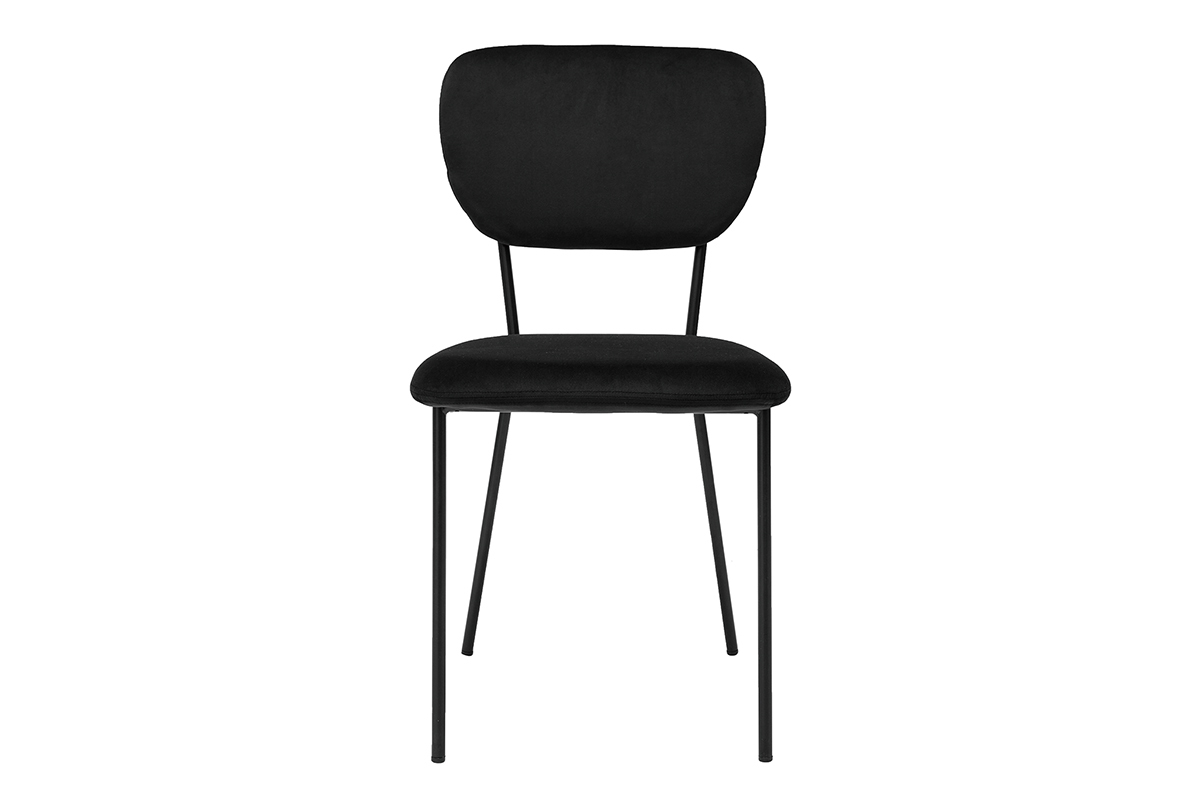 Set de 2sillas de diseo en terciopelo negro con estructura de metal negro LEPIDUS