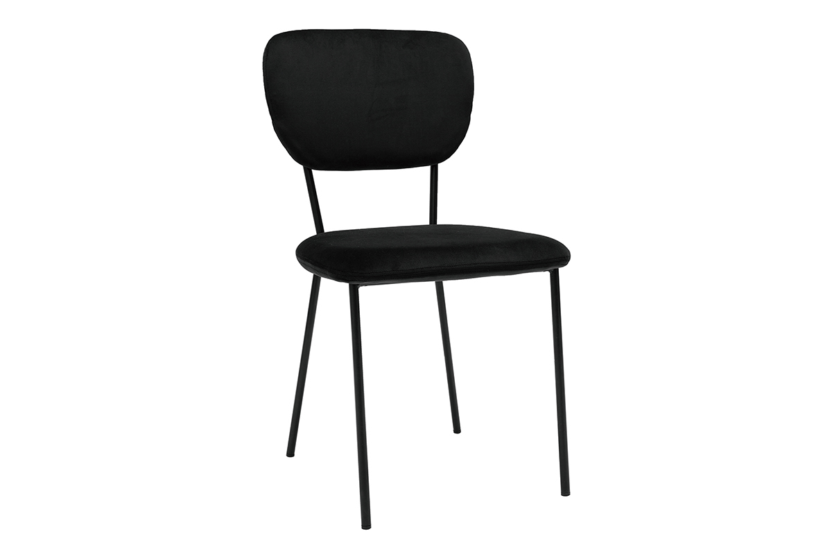 Set de 2sillas de diseo en terciopelo negro con estructura de metal negro LEPIDUS
