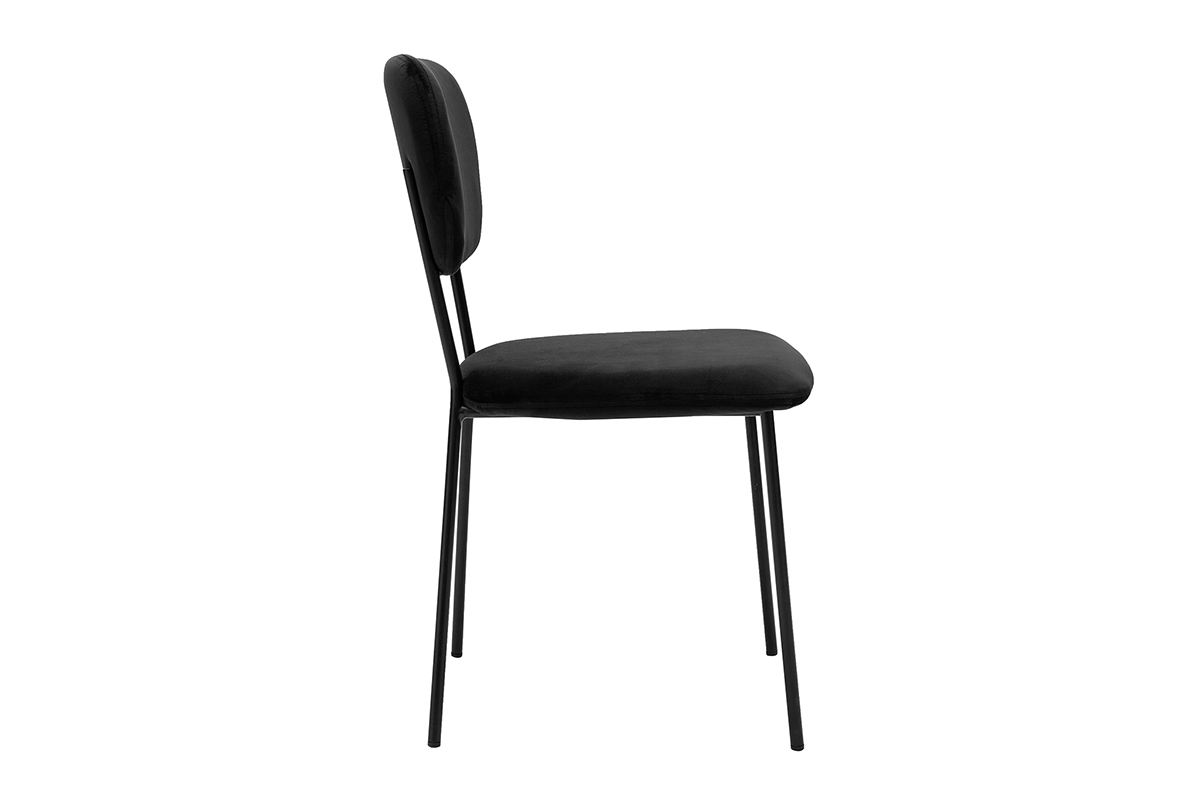 Set de 2sillas de diseo en terciopelo negro con estructura de metal negro LEPIDUS