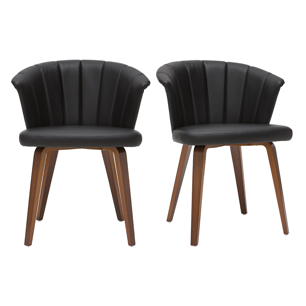Set de 2 sillas de diseño negro y nogal oscuro ALBIN