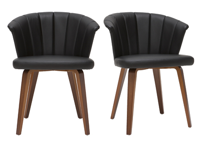 Set de 2 sillas de diseño negro y nogal oscuro ALBIN